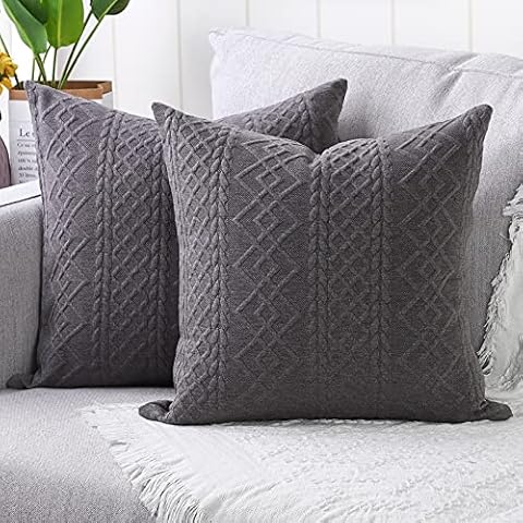 Yaertun Pack of 2 Super Soft Decorative Throw Pillow Covers Square Cushion Cases Pillowcases for Couch Sofa Bedroom Car Modern Embossed Patterned,20 x 20 inch,Black Cover