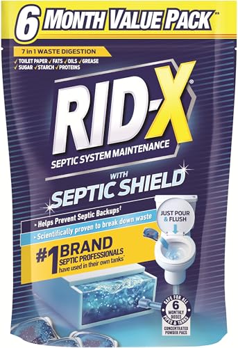 RID-X Septic Tank Treatment Pods – 6 Month Supply, Dual Action Enzymes and Bacteria to Break Down Waste & Prevent Backups