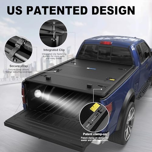 Image of KUIPERAUTO 6FT Fiberglass Hard Tri Truck Bed Tonneau Cover Compatible for 1982-2011 Ford Ranger,72inch
