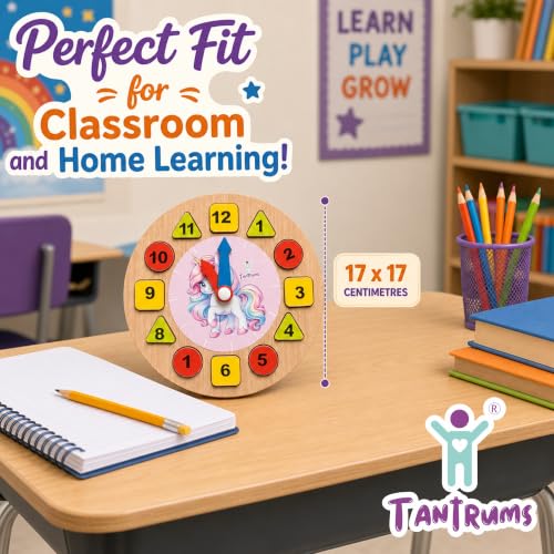 Image of Unicorn Learning Clock with Time Flash Cards | Child Safe Paint and Imported Wood