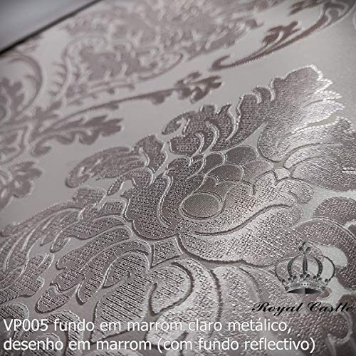 PAPEL PAPEL DE PAREDE COLEÇÃO VAPERSSE - ROYAL CASTLE (VP005 fundo em marrom claro metálico, desenho