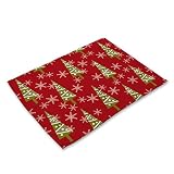 Antlers Arbre De Noël À Manger Tissu Coton Lin Imprimé Nappe Résistant À La Chaleur Set De Table Lavable Set De Table 42x32cm OB 2PCS