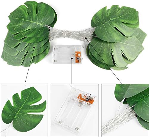 Leaf String Lights,JUSTDOLIFE Led String Lights 9.84ft Leaf LED String Lights 20-LED Hanging Light String Light String Lamp with Green Monstera Leaves for Bedroom Decoration