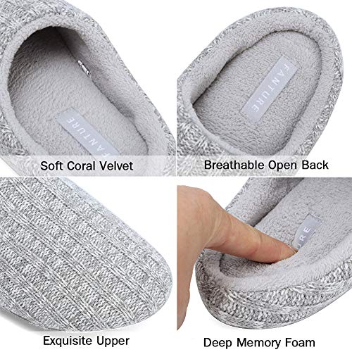 FANTURE nisex Men's Women's Memory Foam Slippers Comfort Cotton-Blend Closed Toe House Shoes Indoor Scuff-U419WMT029-2024-06064