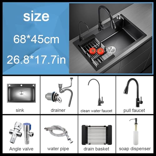 Évier de cuisine simple bac inox 68x45 sous plan avec vidage complet - 3