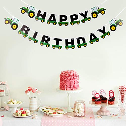 BESTOYARD Tractor Gelukkige Verjaardag Banner Tractor Tijd Feestbenodigdheden voor Tractor Farm Peuter John Deere Thema… - Image 4