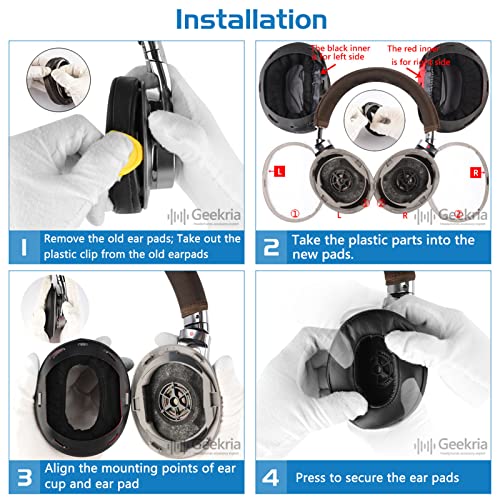 Almohadillas de repuesto Geekria compatibles con auriculares Sony MDR-1A y MDR-1ADAC, cojines para orejas, piezas de reparación con guía en video (negro) miniatura 5