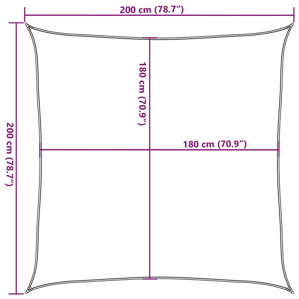 Tenda parasole quadrata, 2 x 2 m, colore giallo, protezione dai