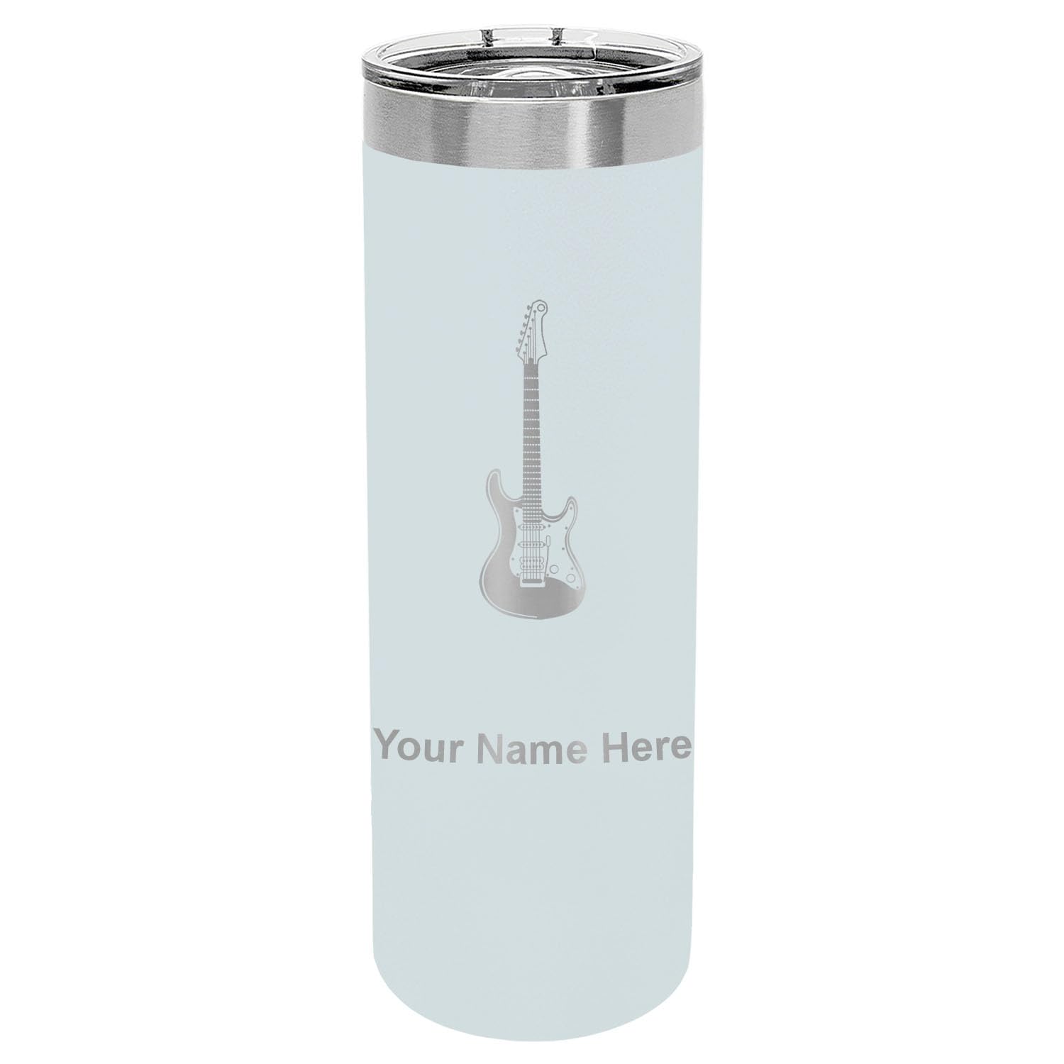 LaserGram 22oz Vacuum Insulated Skinny Tumbler, Electric Guitar, Personalized Engraving Included (Light Blue)
