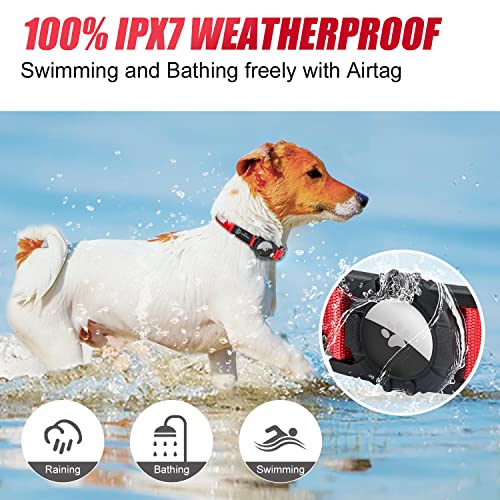 Joytale Led Airtag Dog Collar[100% Ipx7 Waterproof], Light Up Night Safety Pet Collars For Air Tag, Usb C Rechargeable Lighted Glow Nylon Collar With Airtag Holder Case For Puppies Small Dogs, Red #TOP1
