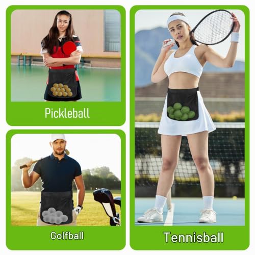 HJZHII Verstellbarer Tennisball-Bandhalter, 8-10 Tennisbälle Halter Tasche Beutel Träger Tragezubehör Pickleball-Hüfthalter Netzlochbeutel für Trainer Coach Enthusiast