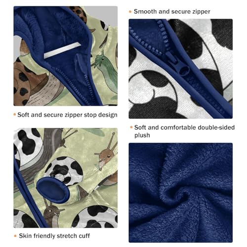 Snail Pattern with Spots Cute Toddler Fleece Jacket Girl Boys Hooded Fleece Jacket Coat Warm Outwear Zip-up 3-10T3