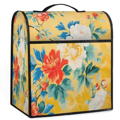 Coffee Maker Cover Vintage Peony Flower Kitchen Appliance Covers Small Appliance Covers Blender Cover Juicer Cover Dust Covers for Kitchen Appliances with Top Handle and Pockets,Washable,B991