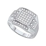 Sonia Jewels Size 6-10K White Gold Round Diamond Mens Fashion Ring - Prong Setting (1/3 cttw.)