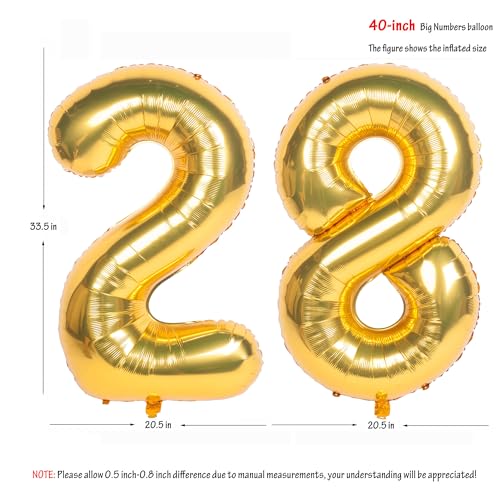 Image of 40 Inch gold Number Balloons 28 Helium Foil Mylar Balloon | Birthday Party banquet Decoration 28