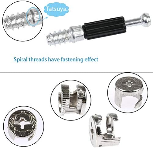 50Pcs Furniture Hardware Fixing Screws Set, Bolts Fixing Dowels Furniture Cabinet Connector with Dowel Bolts Nut Locking Cam for Furniture Wardrobe Drawer