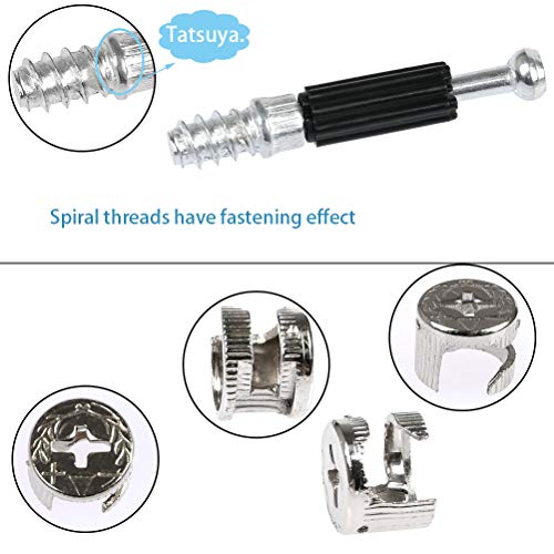 BUYGOO 50 Paar Exzenter Möbelverbinder Rastex 15 - Möbelverbinder Schrankverbinder, Zinkdruckguss vernickelt Möbelschrankverbinder Ø15mm Passschraube Exzenternocken und Bolzen Passdübel M6 x 45mm