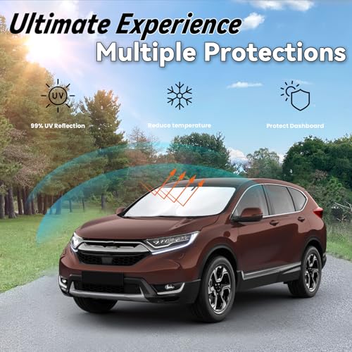 Image of Car Front Windshield Sun Shade for Honda CR-V 2012-2022, Car Window SunShades Shield Cover Visor Protector with 240T Reflective Fabric UV & Sun Heat Protection Accessories (Honda CRV)