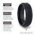 TROPHY Black Damascus Steel Inlaid Polished Black Titanium Men's Wedding Band With Black Sapphire Beveled Edges - 8mm - Size 10.5