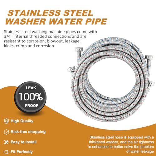 Compare MIFLUS Washer Hoses 15 Ft,Stainless Steel Washing Machine Hose