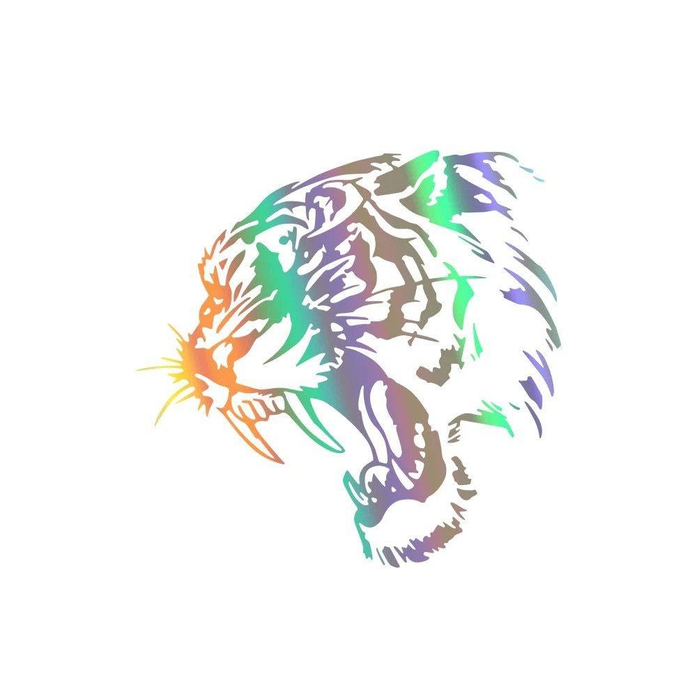 Car Body PVC Sticker Tiger Graphics Vinyl Film Side Decal Auto Window Universal(Colorful Laser,50x43cm)