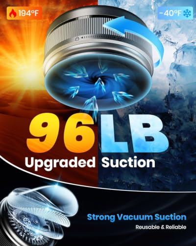 Image of 2026 Upgraded 360 Vacuum Magnetic Car Phone Holder for Magsafe [96+LBS Strongest Suction & 2800gf Strongest Magnetic], Adjustable Car Phone Mount for Your Car /Gym /Mirror /Shower for iPhone & Android