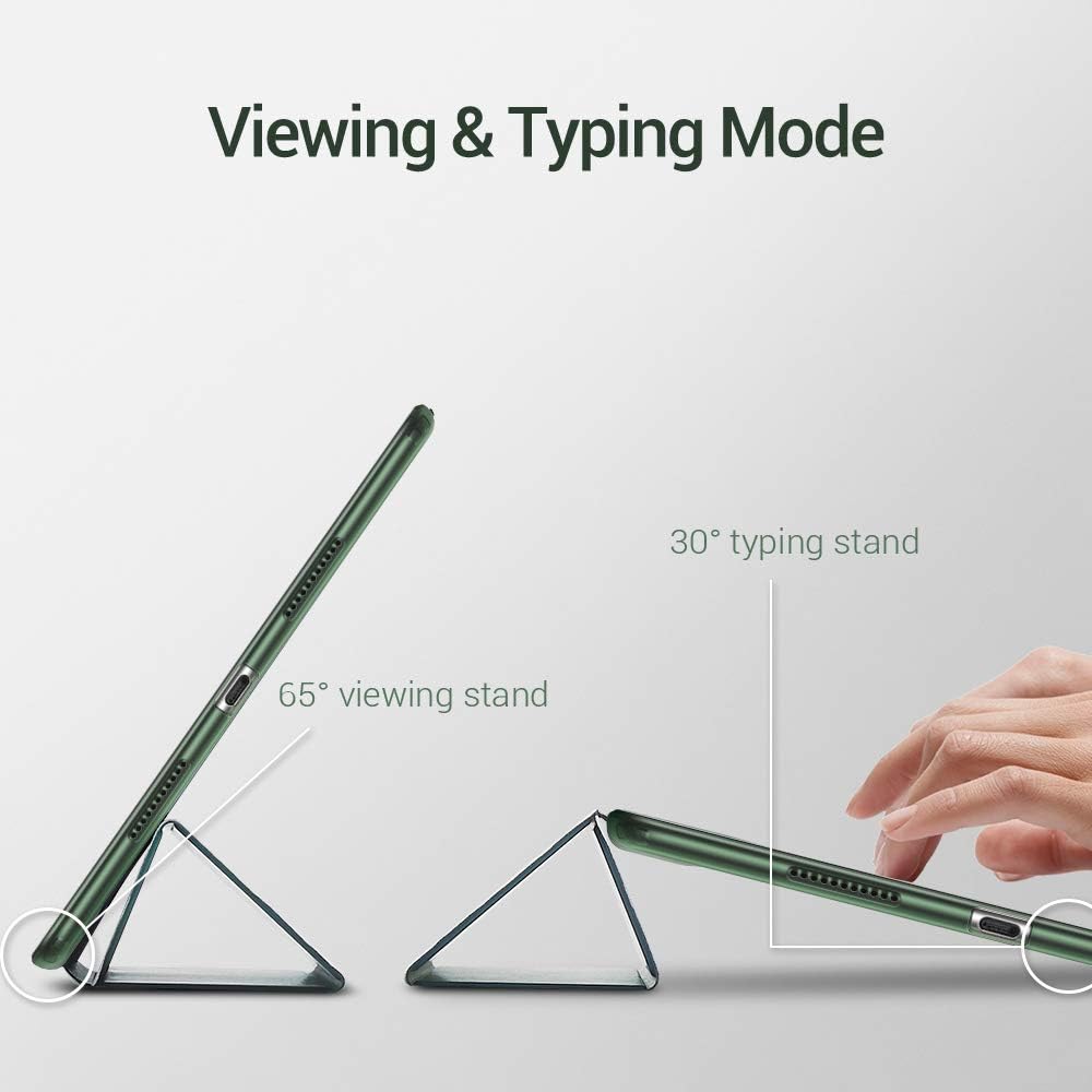ESR Rebound Slim Smart Case Specially Designed for iPad Air 3 10.5" 2019, Flexible TPU Back Cover with Rubberized Coating,Auto Sleep/Wake and Viewing/Typing Stand for iPad Air (3rd Gen)2019,Pine Green
