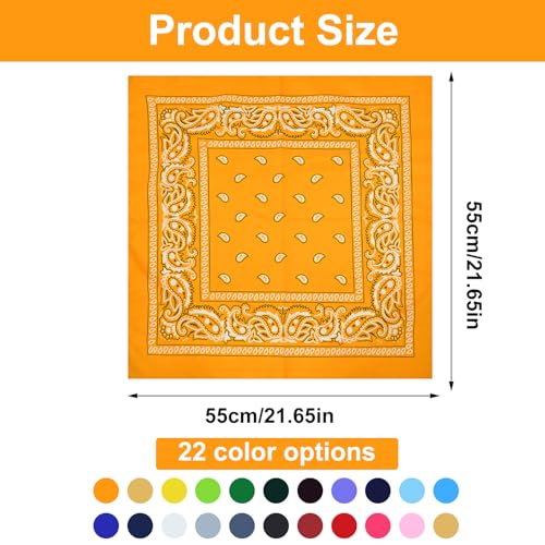 Luckwaii Bandana Halstücher für Damen Herren, 22 Stück Nickitücher Kopftuch Paisley Muster Kopftücher Halstuch Männer, Mischfarben Taschentücher Haar Schal Quadratische Tücher Bandanas 55 x 55 cm