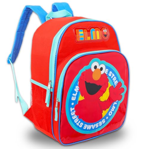 Sesame Street Backpack for Kids - Bundle with 16” Sesame Street School Backpack Plus Water Bottle, Tattoos, More | Elmo School Bag for Boys, Girls Set2