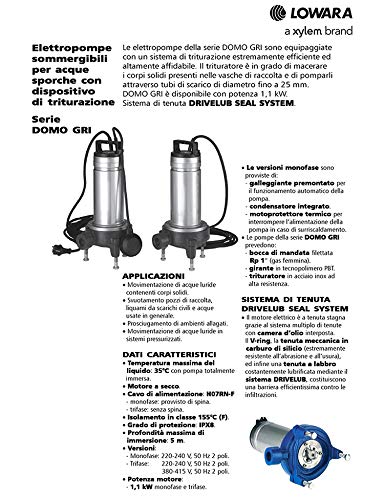 Domo gri11a domo gri15 lowara elettropompa pompa