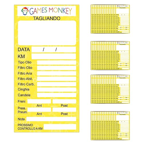 GamesMonkey® - Etiquetas adhesivas de servicio de coche – 9 x 5 cm – Impermeables – Etiqueta de mantenimiento – Cambio de aceite de motor, bujías de encendido, filtros de correa y neumáticos de