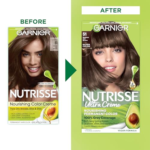 image for Garnier Hair Color Nutrisse Nourishing Creme, 51 Medium Ash Brown (Coo