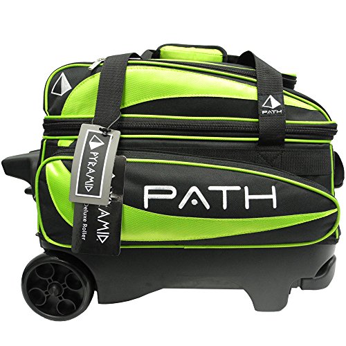 Pyramid Path Premium Deluxe Double Roller With Oversized Accessory Pocket Bowling Bag (Black/Lime Green) #TOP3