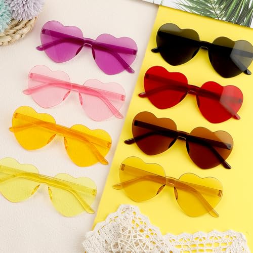 Heart Sunglasses 2 Pairs Heart Shaped Sunglasses Womens Heart Glasses Rave Sunglasses for Women Party Favors2