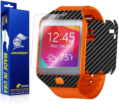 ArmorSuit Samsung Galaxy Gear 2 Neo Screen Protector MilitaryShield + Black Carbon Fiber Skin Wrap Film Back Protector for Galaxy Gear 2 Neo