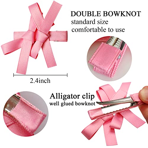 Babalet Bow Hair Clips 12Pcs Ribbon Barrettes Alligator Clips Hair Accessories Boutique Bowknot Hairpin(6 Colors In Pairs 2.4 Inch) Sweet Color #TOP2