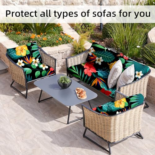 Image of 8Pcs Stretch Patio Cushion Covers,Outdoor Couch Covers Replacement,Outdoor Couch & Sofa Slipcovers,for Patio Furniture Cushion Covers,Washable Reusable Furniture Protector (Floral Leaf,Cover Only)