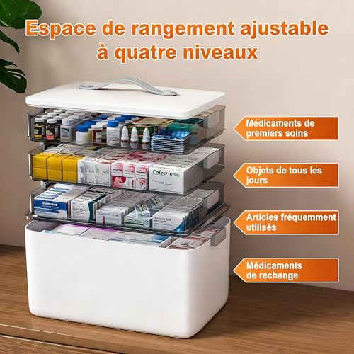 Boîte de rangement à médicaments pour trier et sécuriser la pharmacie - 4
