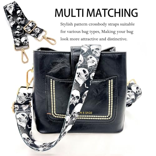 Image of Dsigo Purse Strap, 1.5 inch Wide Gold Alloy Buckle Floral Printing Crossbody Shoulder Strap for Bag Handbag Crossbody Bags