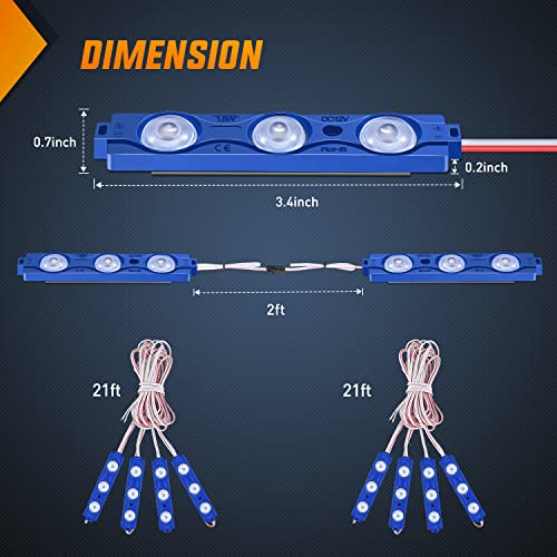 Nilight 8PCS Truck Pickup Bed Light 24LED Blue Cargo Rock Lighting Kits with Switch for Van Off-Road Under Car Side Marker Foot Wells Rail by Nilight - Image 2