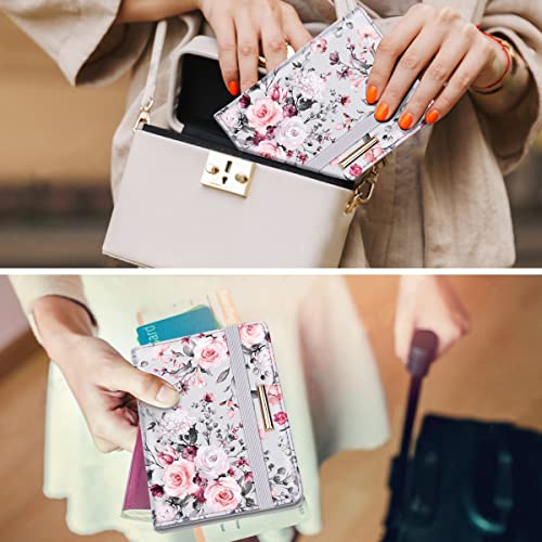 Passport And Vaccine Card Holder,Traveling Passport Cover With Cdc Vaccination Card Slot Rfid Blocking Passport Wallet For Women And Men, Grey Flowers #TOP3