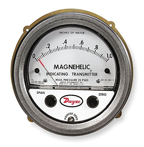 Dwyer Magnehelic Series 605 Differential Pressure Indicating Transmitter, 0-3.0"WC Range