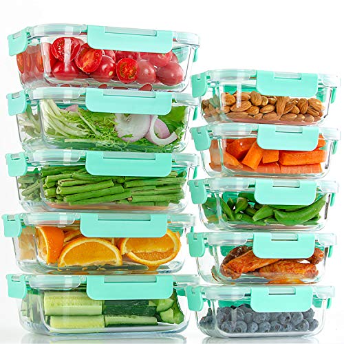 C Crest [10-Pack] Glass Food Storage Containers With Lids, Airtight, Bpa Free, Meal Prep Containers For Kitchen, Home Use #TOP6
