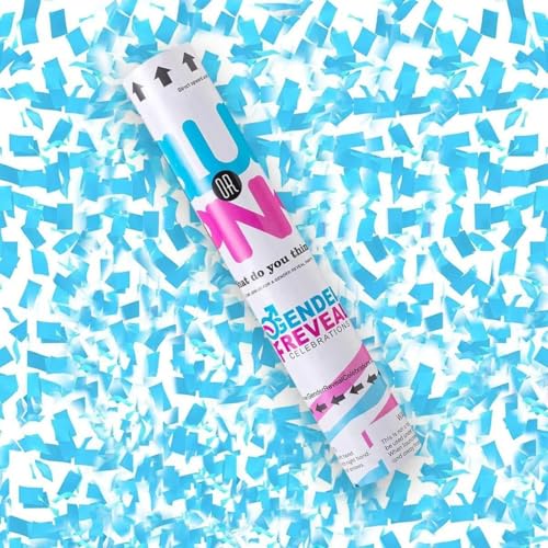 MARKQ Blue Gender Reveal Confetti Cannon 30 cm Party Poppers for Pregnancy Announcement | Gender Reveal Confetti | Baby Boy Gender Reveal Party Supplies | Confetti Popper [1 Pack]