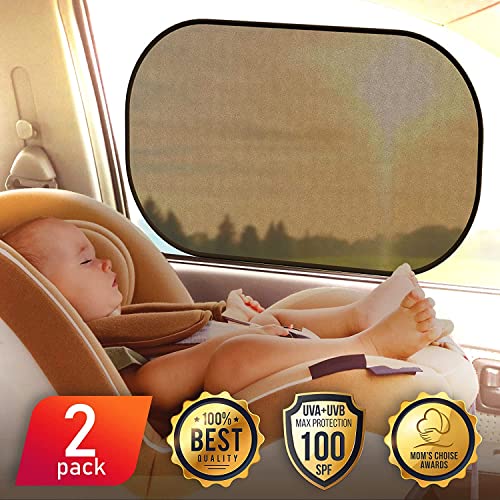 Car Window Shade For Baby - 21"X14" (2 Pack) Shades Side Windows Protection From Sun Uv Rays & Heat Blocker Rear Block Sunlight #TOP1