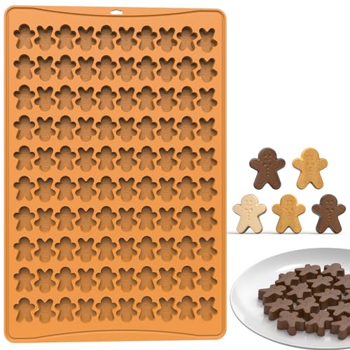 Crethinkaty Mini Christmas Mould Silicone Gingerbread Man Moulds 100 Cavity Gingerbread Man Shape Silicone Moulds Mini Gummy Mould for Baking Cookies Pudding Jelly Dog Biscuit