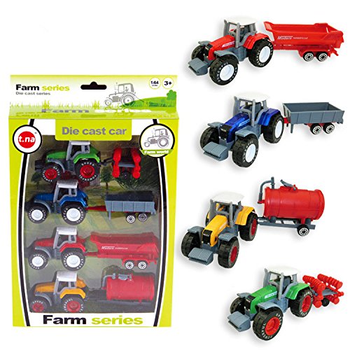 1:64 Die Cast Slide Farm Tractor Cars Toys Play Vehicle Set