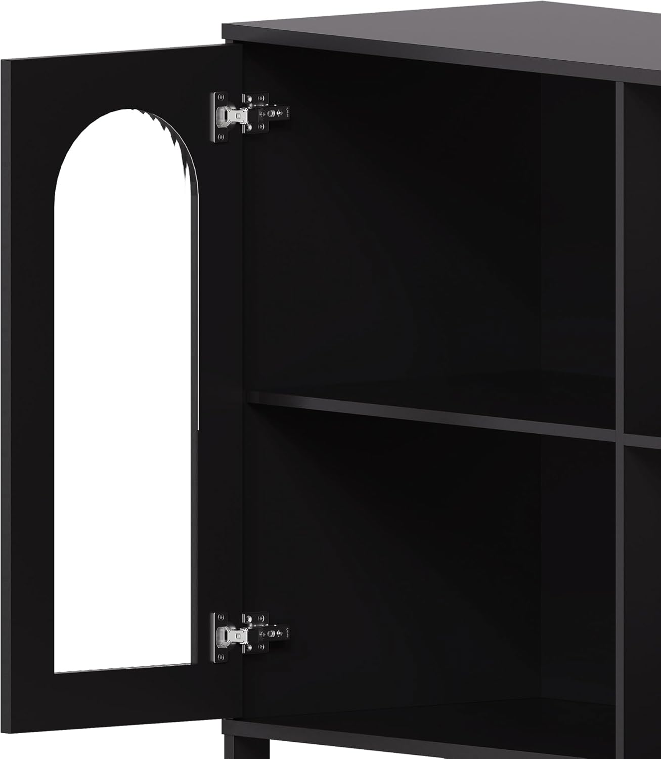 GAOMON Buffet Sideboard Cabinet, Wooden Storage with Glass Doors, Two Metal Handle, Storage Cabinet with Adjustable Shelves, Modern Sideboard for Living Rome, Kitchen, Dining Room, Black