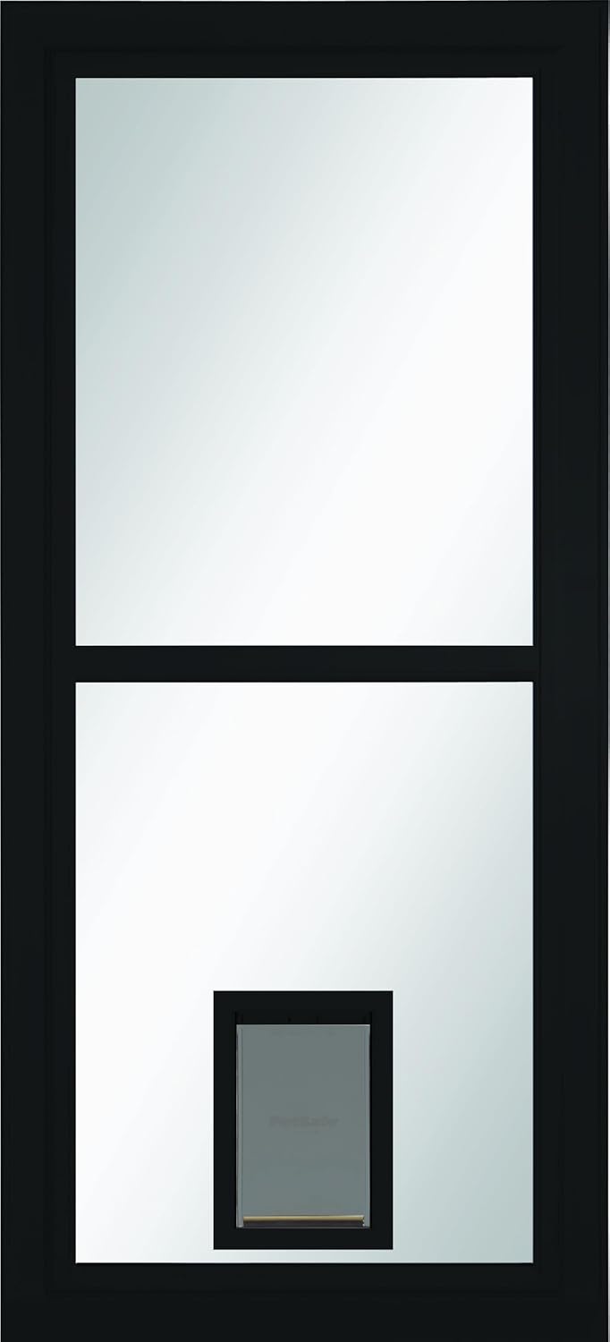 Larson 80" Pet Split Fullview Black 36x81 Inch Storm Door with Retractable Screen & Pet Door
