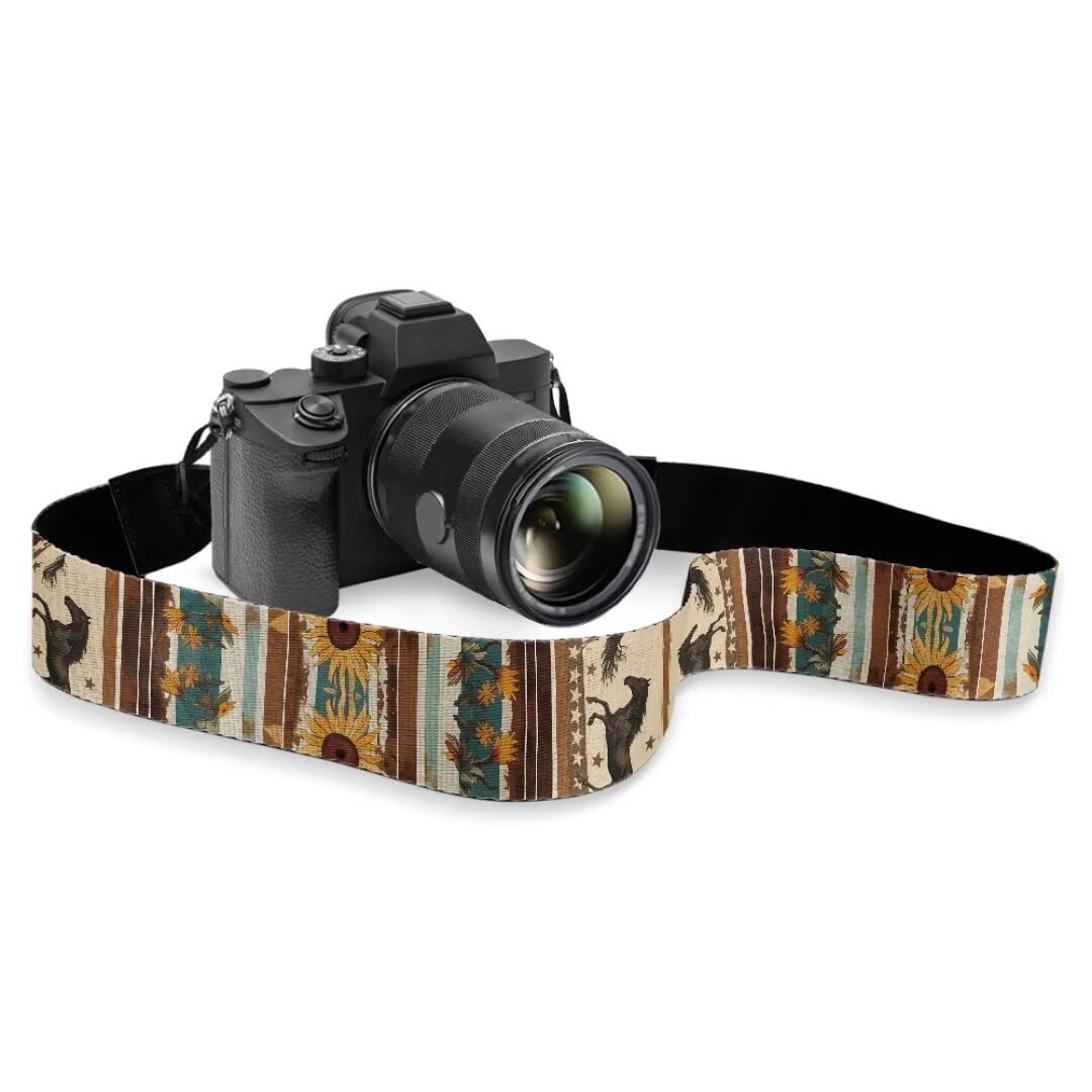 Coldinair Tribal Horse Soft Camera Shoulder Strap Neck Strap for Photographers,Geometric Adjustable 2
